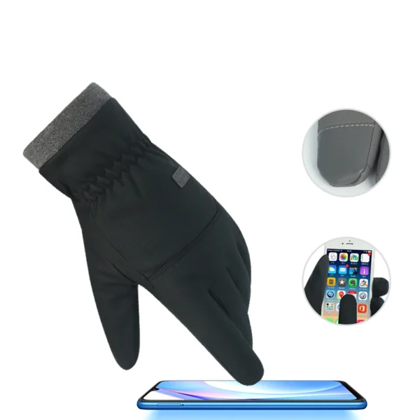 Men's Black Windproof Ski Gloves, Warm Snowboard Gloves, Men's Bicycle, Motorcycle Riding, Winter - Image 3