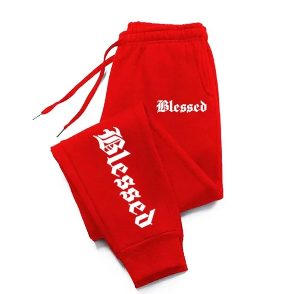 Letter of Blessing printed men's and women's activewear leggings Sportswear men's drawstring Y2K pants Jogging sweatpants - Image 5