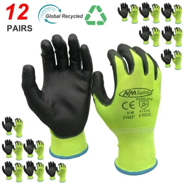 NMSafety Mechanic Work Glove With PU Rubber Palm Coated,General Purpose Gloves,12 Pairs, EN388 4131X - Image 2