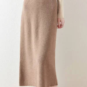 100% Merino Wool Knitted Half Skirt Autumn Winter Women's Elegant A-line Skirt High Waisted Mid Length Slimming Thick Warm Dress