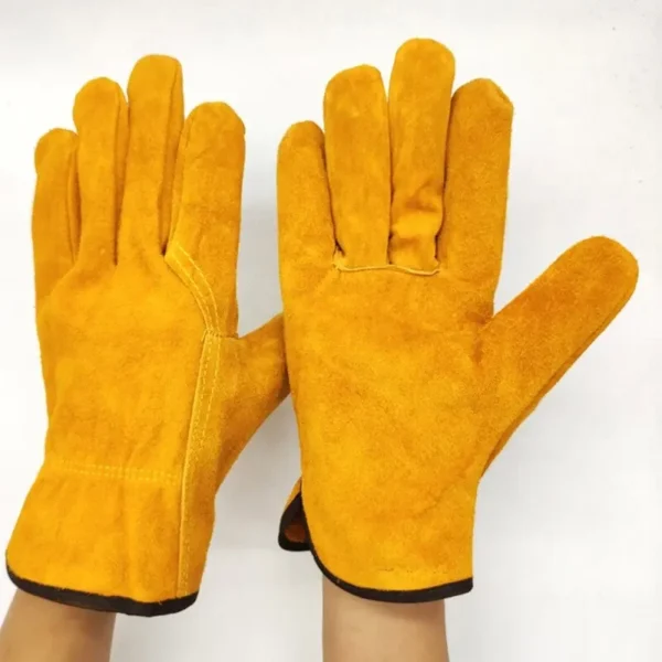 Men Work Gloves Soft Cowhide Driver Hunting Driving Farm Garden Welding Security Protection Safety Mechanic Glove - Image 3