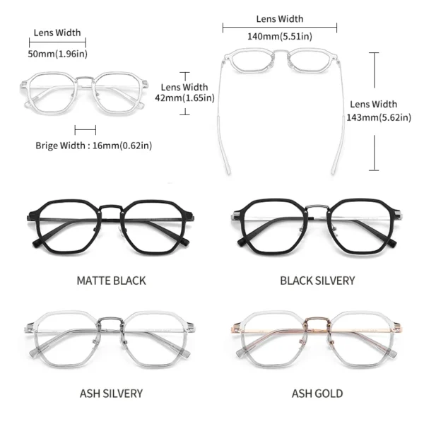 GCV Brand Men's And Women's Universal Square Minimalist Design Fashionable New Acrylic Metal Glasses Frame Anti Blue Glasses - Image 4