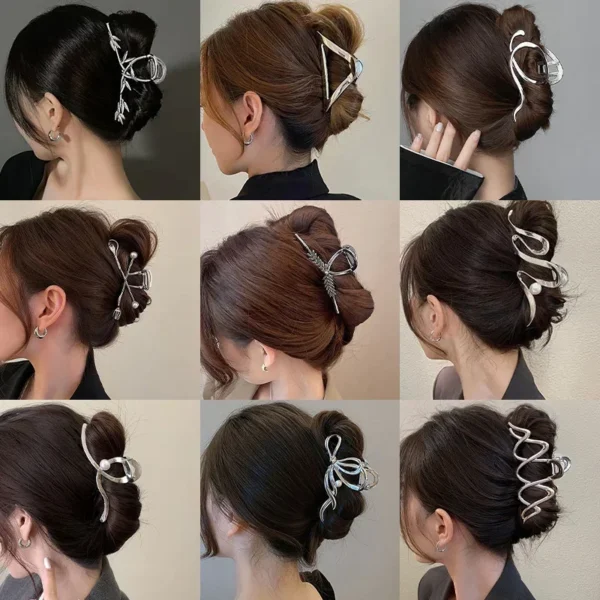 New Punk Geometric Metal Gold Silver Simple Hair Clip Claw for Women Trendy Large Crab Catches Clamp Korea Headwear Accessories - Image 3
