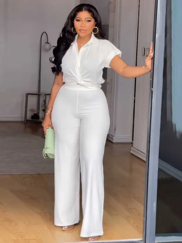 Summer Two Piece Set Ladies Casual Set Pants and Elegant Blouse Plus Size Woman Clothing Office Outfits Wholesale Dropshipping