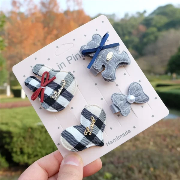 Plaid Hair Clips Set For Baby Girls Cartoon Animal Hairpins Kids Crown Hair Accessories Children Bows Barrettes Princess New - Image 6