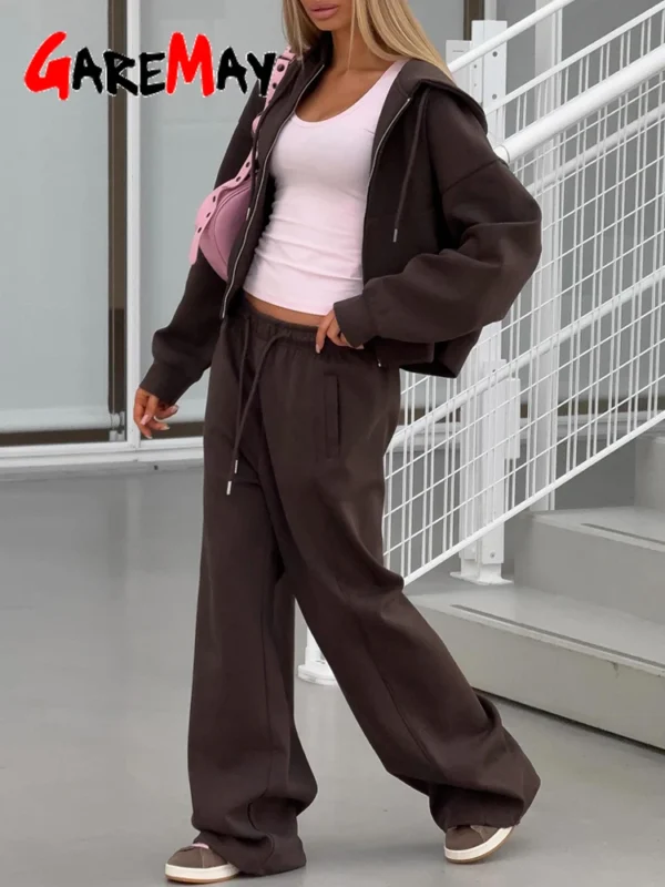 Autumn Women's Tracksuit with Zipper and Trousers Gary Casual Two Piece Set Women Casual Yellow Pant Sports Suit with A Hood - Image 4
