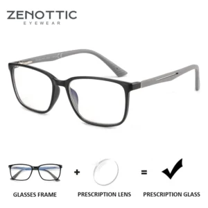 ZENOTTIC 2025 Square Prescription Glasses Ultra Light Eyewear Frame Fashion Optical Myopia Blue Light Prescription Eyeglasses