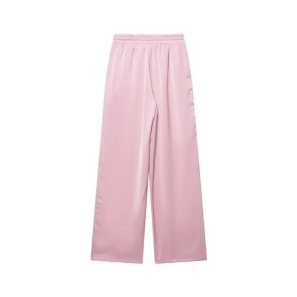 Women High Waist Pants Set Spring 2 Piece Double-Breasted Satin Blazers Two Piece Lace Up Creased-Effect Trousers Women Outfit - Image 5