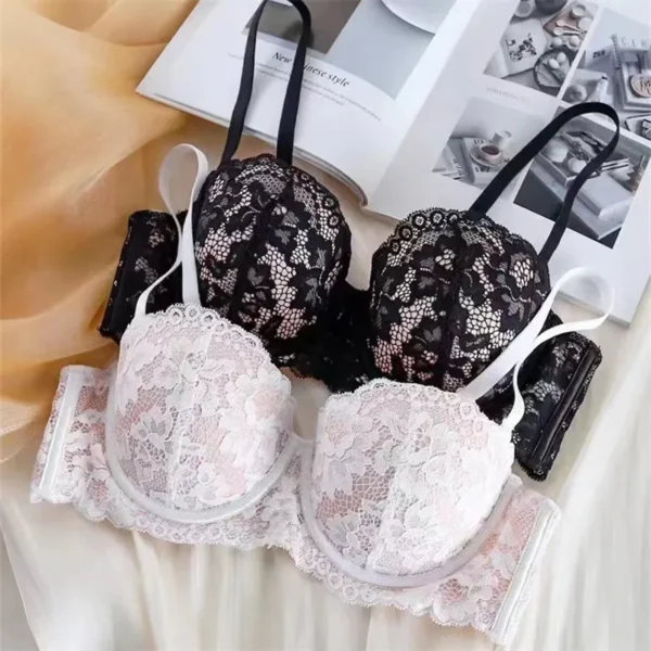 Women's Bra Briefs Set Sexy Lace Brassiere Fashion Push Up Bra Girl Soft Steel Ring Small Underwear Female Sexy Lingerie Suit - Image 2