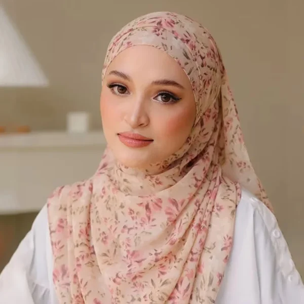 New Print Floral Chiffon Hiajb Scarf Printed Hijabs Headscarf Veil Oil Painting Style Hijabs for Women Turban Islamic Gifts - Image 2