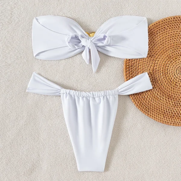 Cut-Out Bikini Set - Trendy Swimwear for Beach Goddesses Stunning Strapless Bikini Top Two-Piece Swimwear for Women - Image 2