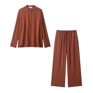 TRAF Tied Pants 2 Pieces Sets For Women Long Sleeve Shirts High Waist Trousers Women's Suit 2025 Two Pieces Set Woman Outfits