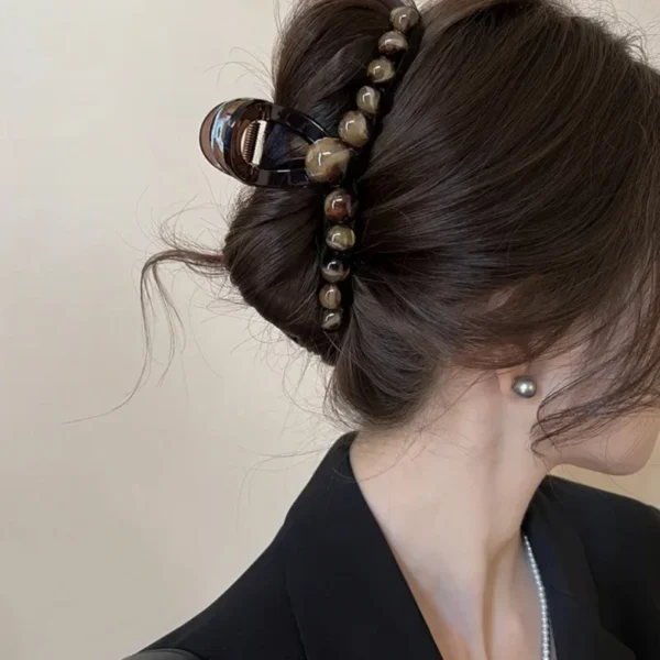 1Pcs Women's Retro Gradient Beaded Hair Claw Geometric Hairpin Shark Clip Fashion Hair Clip Hair Accessories - Image 4