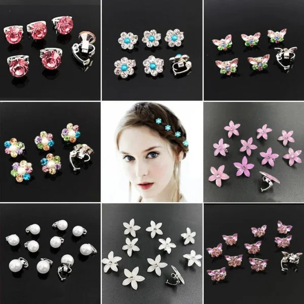 10PCS/Lot Wedding Bridal Hair Claws Girls Small Cute Crystal Flowers Metal Hair Clips Women Mini Headwear Hair Accessories - Image 3
