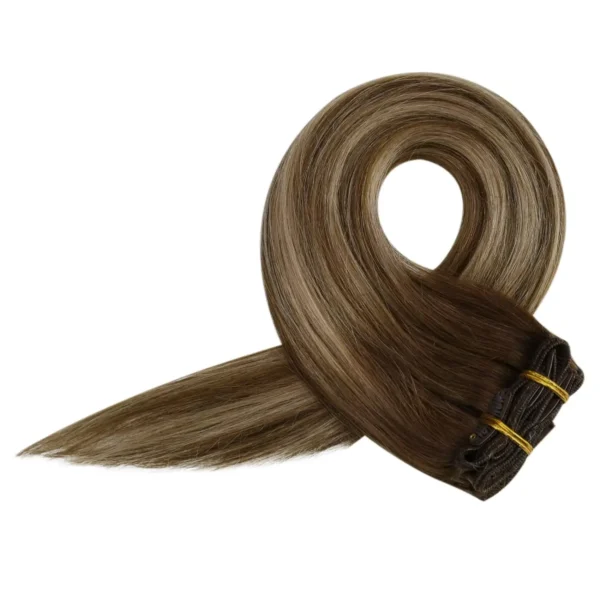 Full Shine Human Hair Extensions Clip in Hair Extensions Human Hair 7PCS 105G Double Weft Hair Extensions Human Hair For Woman - Image 6
