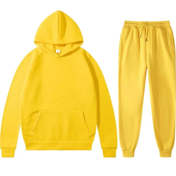 Men's Ms. Autumn and Winter New Solid Color Hoodie+pants Two-piece Set Couple style Fashionable Casual Sports Set Size S-3XL - Image 2