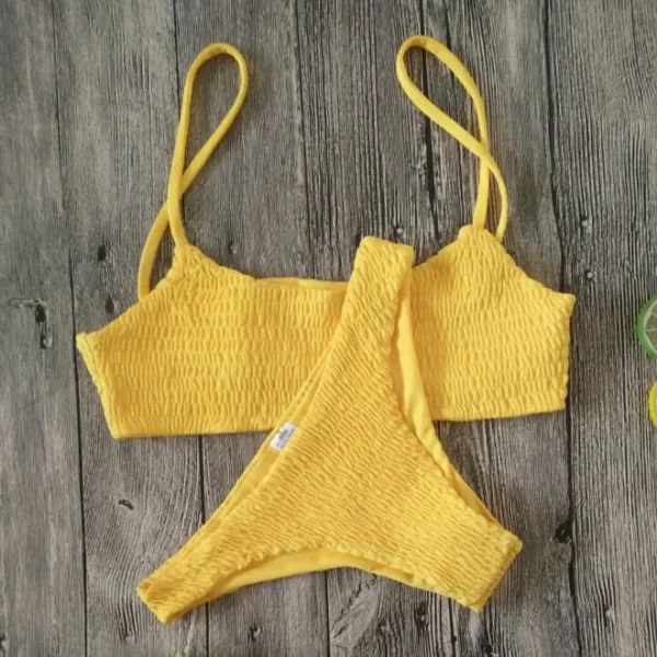 Bikini For Women Fold Push-Up Knitting Bra Bandage Bikini Set For Women Summer Holiday Beach Bathing Suits