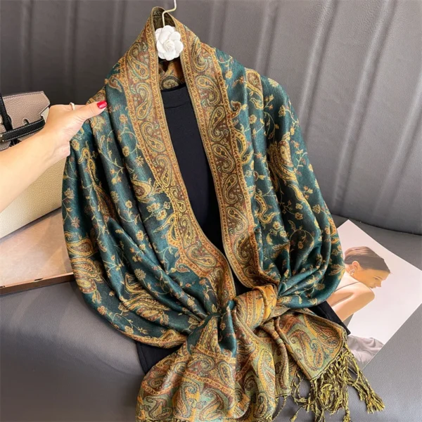 Bohemia Pashmina Hijab Scarf Long Muslim Cashmere Shawl Female Foulard Soft Turban Head Wraps For Women Headband Luxury Brand - Image 3