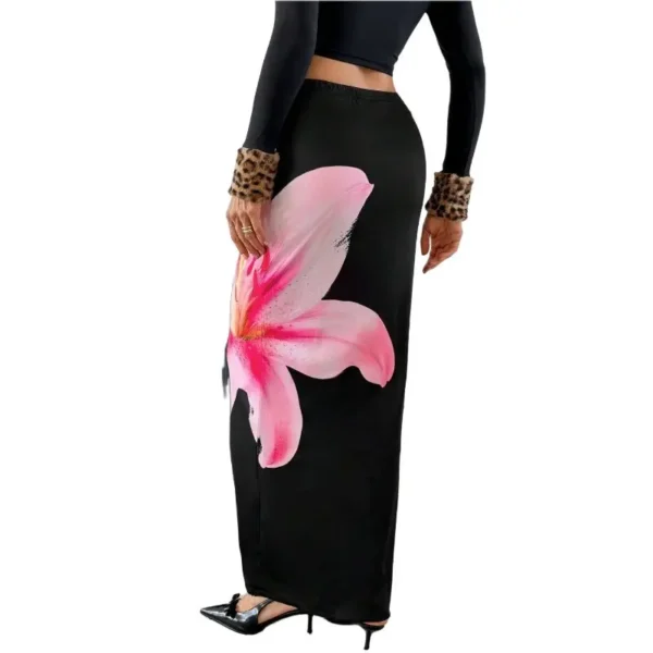 Fashion New Summer Long Flower Skirt Faldas Largas Sexy Knit Pencil Skirts Womens Jupe Longue Bohemian Saia Longa Long Skirt - Image 2