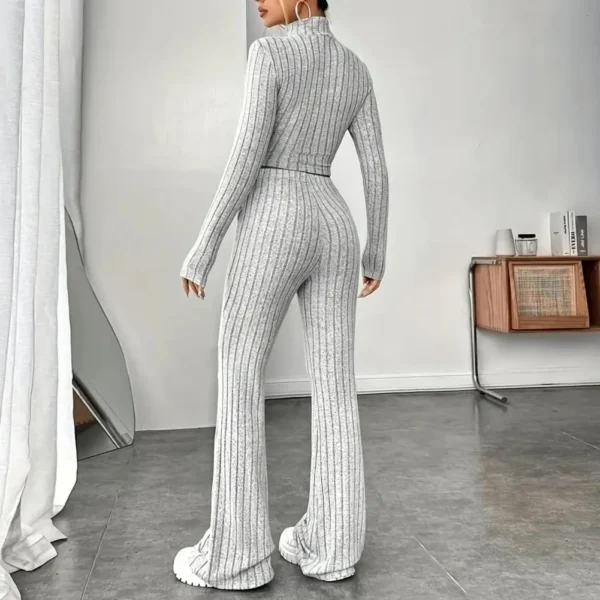 2 Pcs/Set Autumn Winter Women Top Pants Set Half-high Collar Long Sleeves Slim Fit Sweatshirt Trousers Set Casual Sport Outfit - Image 4