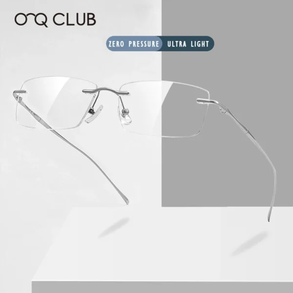 O-Q CLUB Ultra-light Titanium Reading Eyeglass Frames Men Fashion Simple Rimless Myopia Glasses Customized Prescription Glasses - Image 2